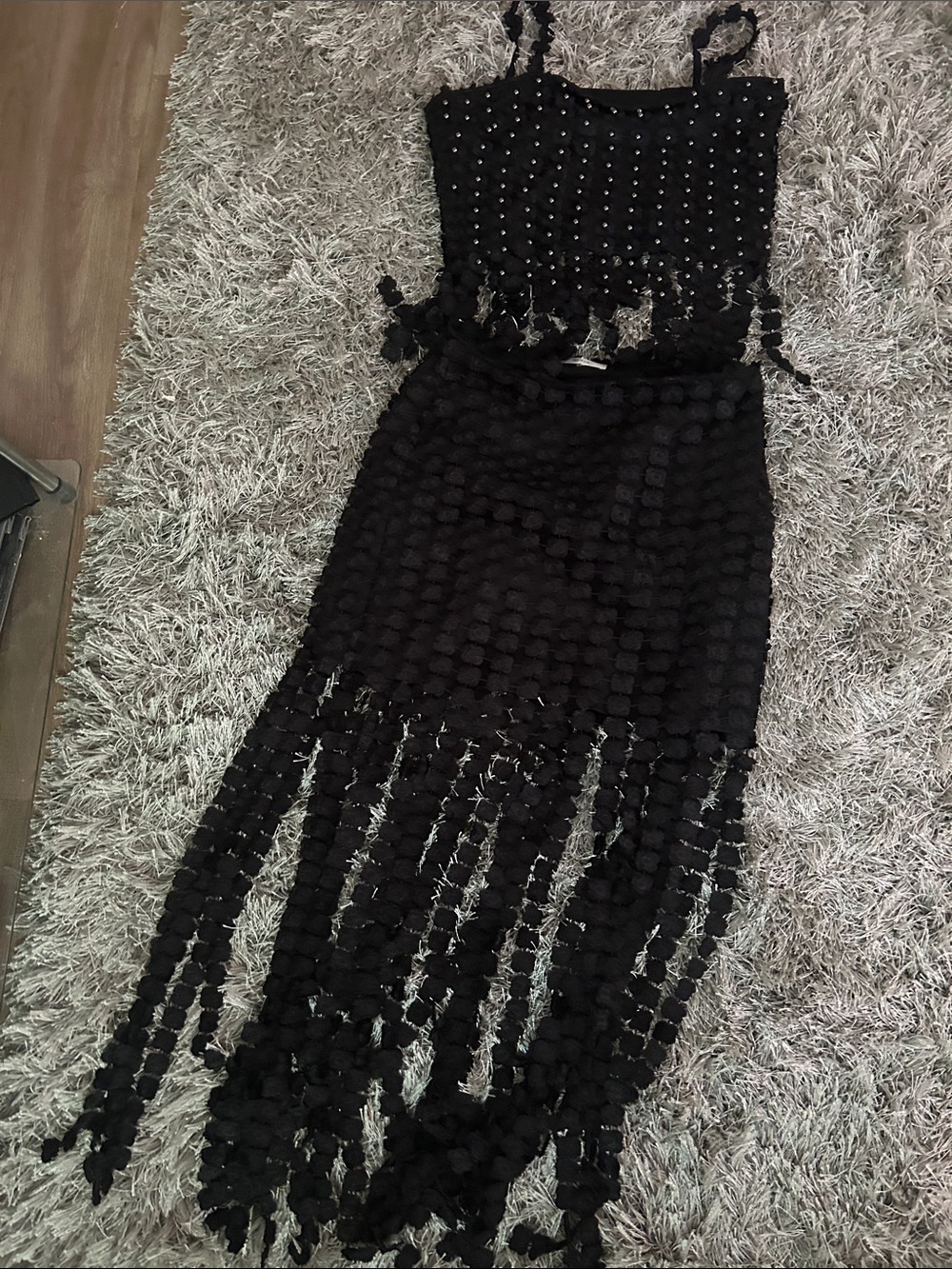 Black Crochet Fringe Skirt Set - Two-Piece Women's Outfit